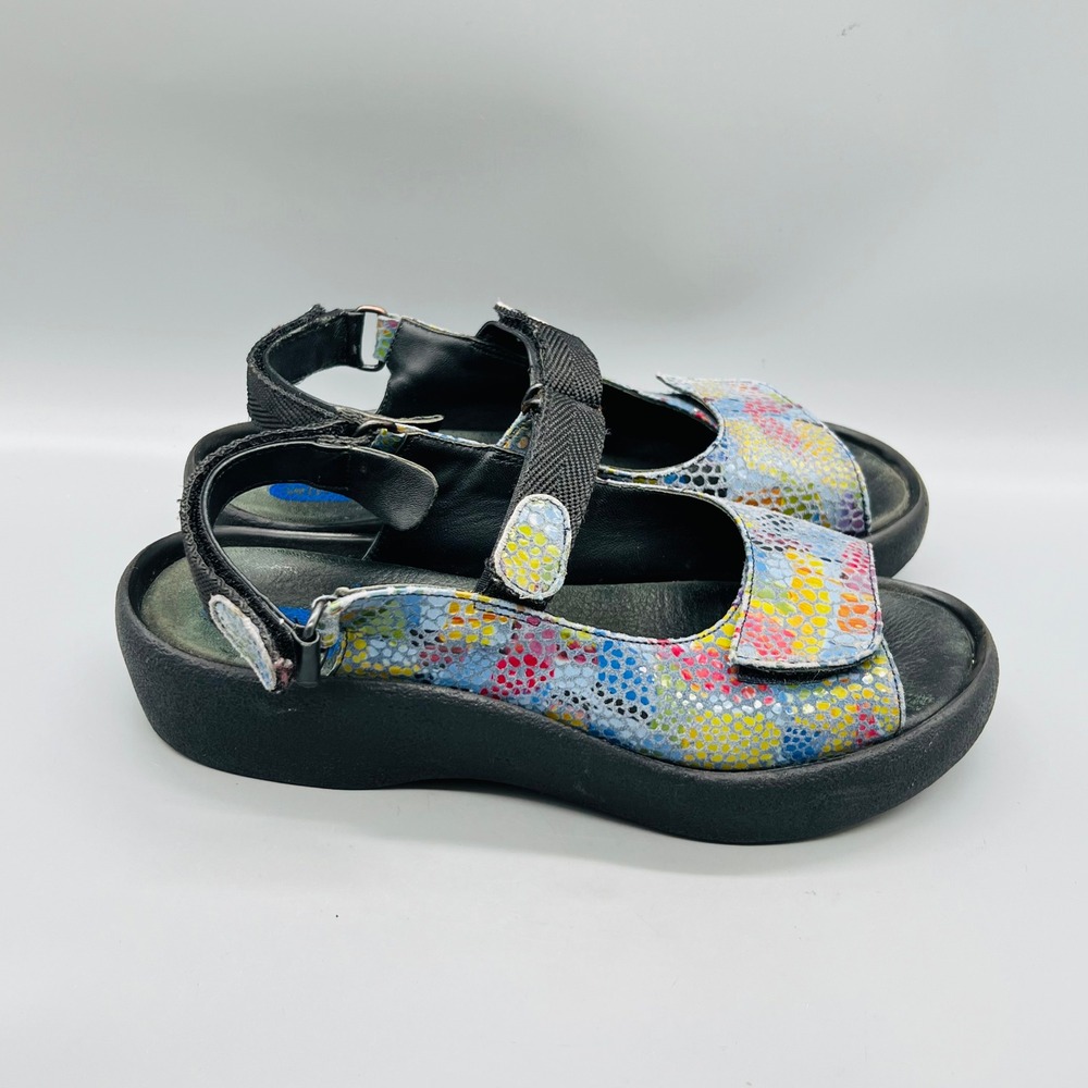 Wolky Sandals Womens 9 Multicolor Leather Jewel Hook Loop Strap Walking Comfort